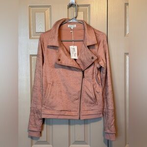 Grace & Lace Moto Jacket Womens Small Blush Pink Faux Suede Zip Stretch Soft